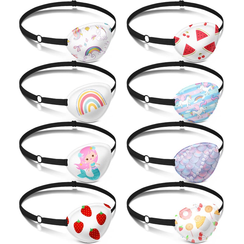 Eurzom Eurzom 8 Pcs Eye Patches for Kids Adjustable Single Eyepatch Reusable Cute Girls Boys Patch with Elastic Strap for Left or Right Eye Patch Various PatternsFresh Style 
