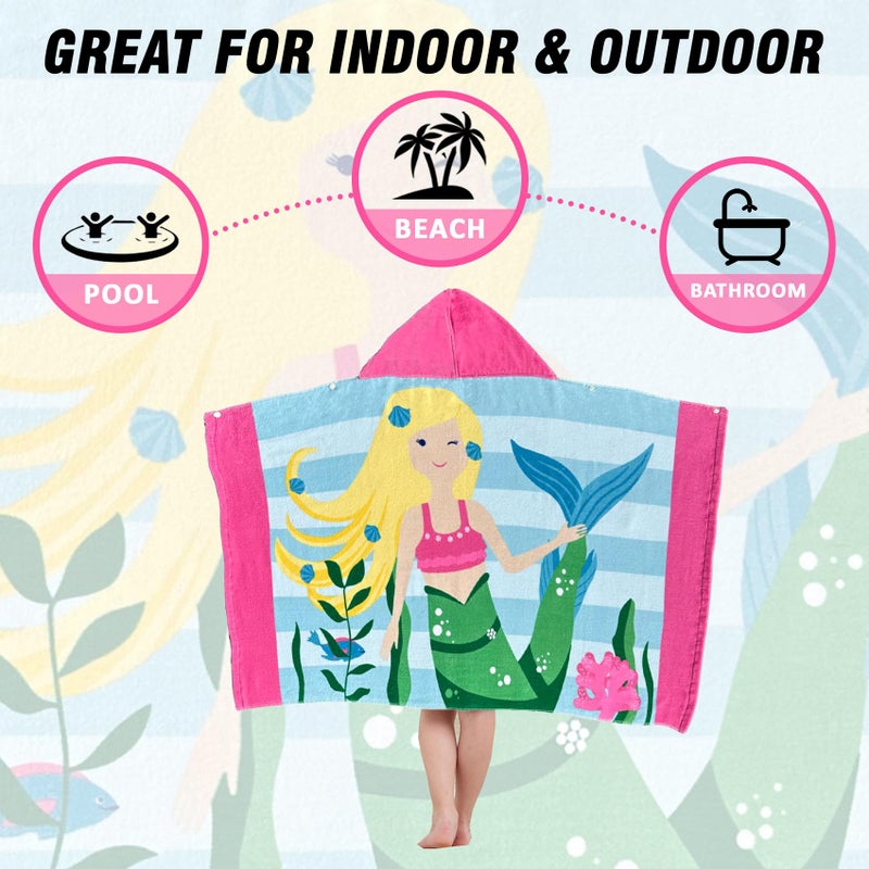Bavilk Kids Bath Towels, Kids Towel Girls Boys Hooded Beach,Bathroom,Pool Swim Towels 30 Ã— 50 INCH Large Size Ultra Absorbent Cute Cartoon Animal Full Vitality 100% Cotton Wearable Wrap for Child - Image 4