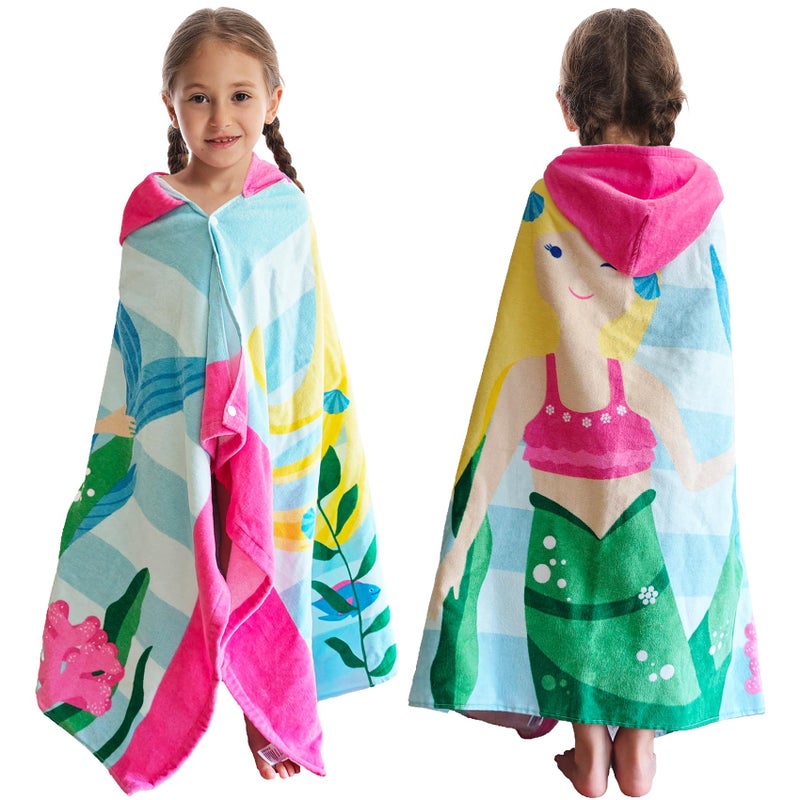 Bavilk Kids Bath Towels, Kids Towel Girls Boys Hooded Beach,Bathroom,Pool Swim Towels 30 Ã— 50 INCH Large Size Ultra Absorbent Cute Cartoon Animal Full Vitality 100% Cotton Wearable Wrap for Child - Image 1
