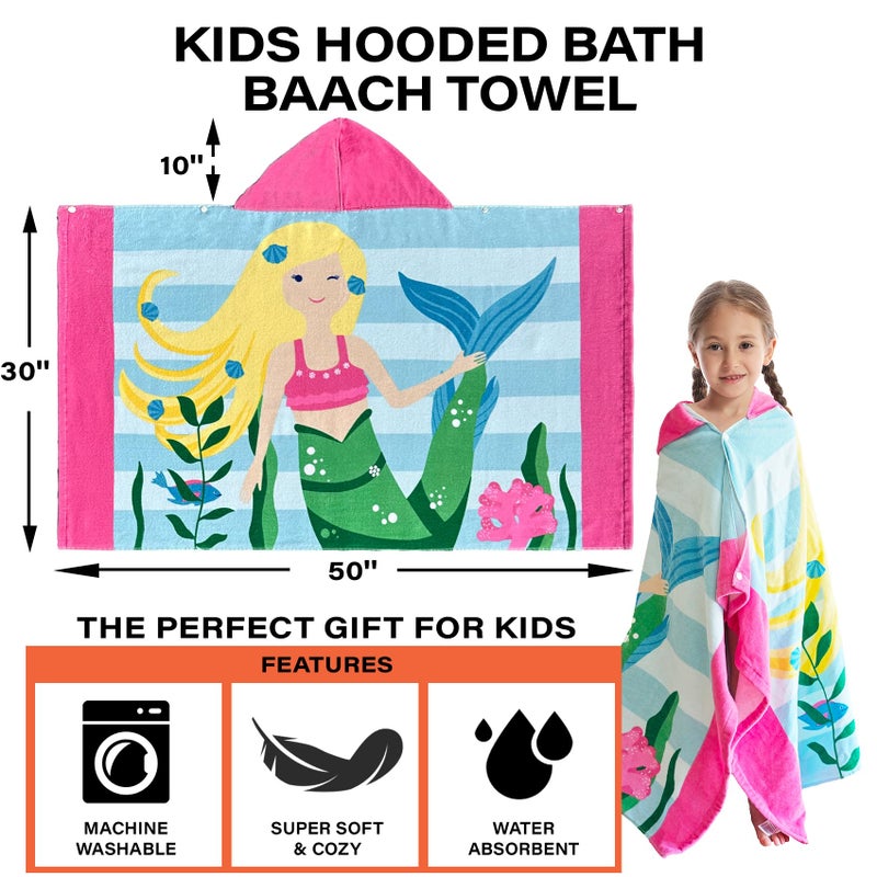 Bavilk Kids Bath Towels, Kids Towel Girls Boys Hooded Beach,Bathroom,Pool Swim Towels 30 Ã— 50 INCH Large Size Ultra Absorbent Cute Cartoon Animal Full Vitality 100% Cotton Wearable Wrap for Child - Image 3