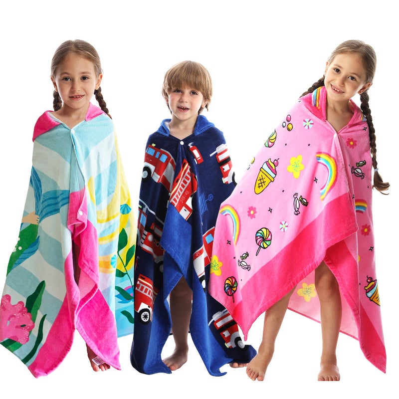 Bavilk Kids Bath Towels, Kids Towel Girls Boys Hooded Beach,Bathroom,Pool Swim Towels 30 Ã— 50 INCH Large Size Ultra Absorbent Cute Cartoon Animal Full Vitality 100% Cotton Wearable Wrap for Child - Image 5