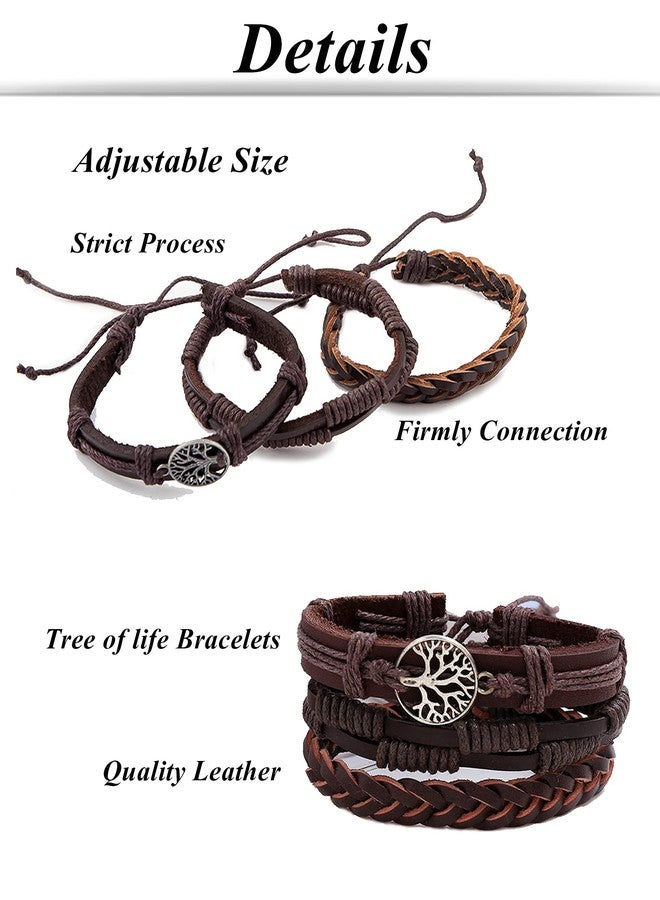 Tornito 15Pcs Braided Leather Bracelet String Wood Bead Woven Ethnic Boho Cuff Wrap Stretch Wristbands Bracelets Set for Men Women Size Adjustable - Image 2