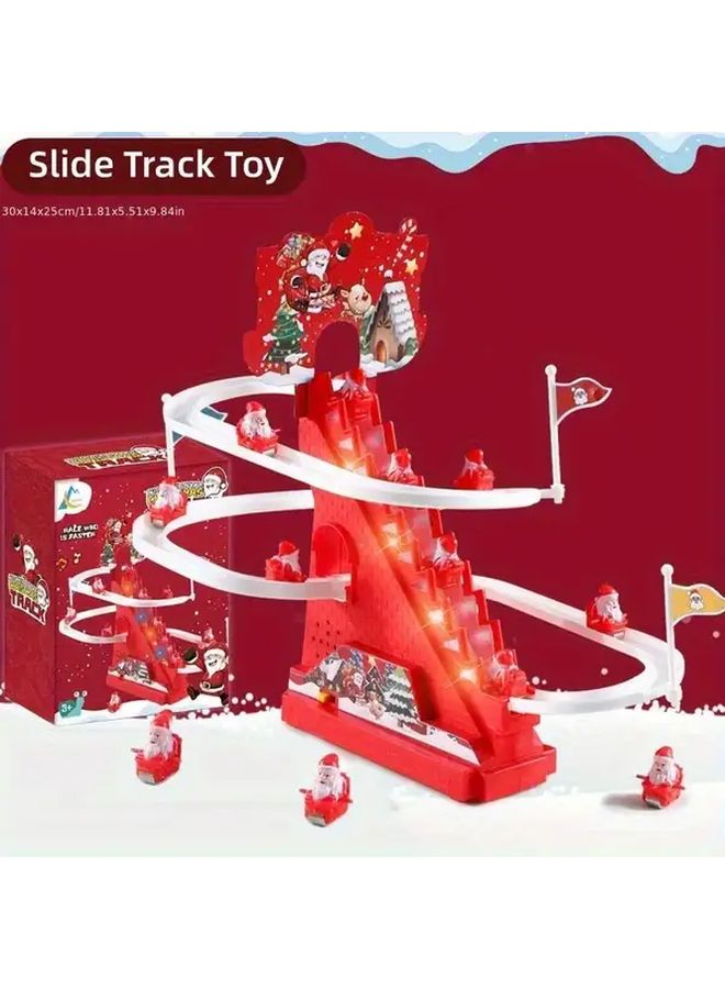 لعبة سانتا كلوز المنزلقة مع 6 سيارات لعبة كهربائية تفاعلية تتسلق السلالم مع أضواء وموسيقى - Image 3