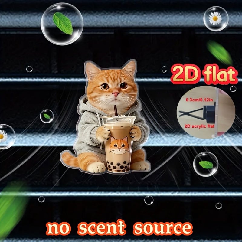 1pc Tangerine Cat Pattern Car Air Vent Decor Fragrance Free - Image 1