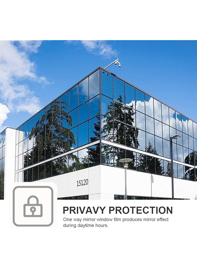 إيروريكس فيلم نافذة عاكس أحادي الاتجاه لحماية خصوصية النافذة، فيلم ذاتي اللصق لمنع الأشعة فوق البنفسجية والتحكم في الحرارة، للمكتب أو المنزل، 40 × 200 سم، أزرق فضي - Image 2
