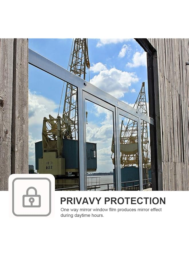 إيروريكس فيلم نافذة عاكس أحادي الاتجاه لحماية خصوصية النافذة، فيلم ذاتي اللصق لمنع الأشعة فوق البنفسجية والتحكم في الحرارة، للمكتب أو المنزل، 40 × 200 سم، أزرق فضي - Image 4