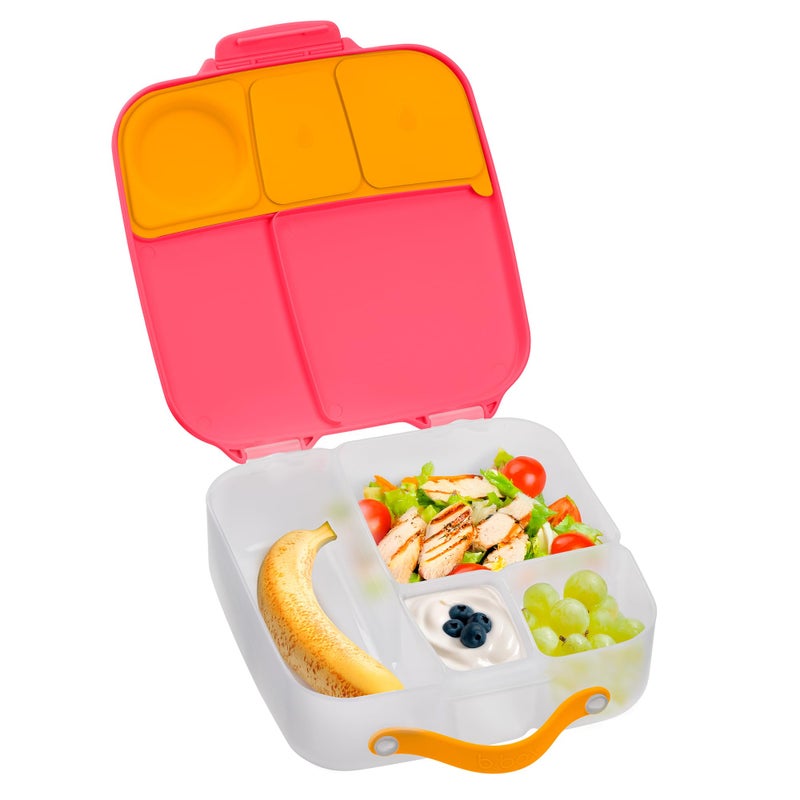 b.box Kids Lunch Box - 4 compartments (2 Leak-proof) Bento Box with Cold Pack & Removable Divider Reusable Snack Containers with Lids, Snack Box for Toddlers & Older Kids 8 1/2 cups (Strawberry Shake) - Image 1