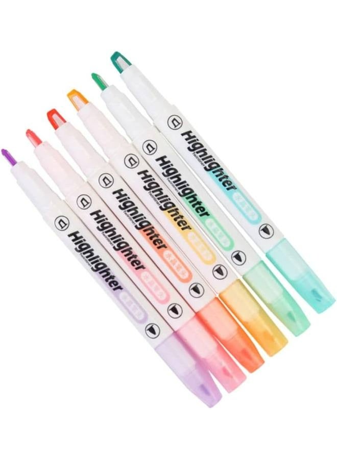 Generic 6-Pack Double-Ended Luminous Highlighter Markers – Macaron Colors, See-Through Chisel & Fine Tip, Visible Window Design for Precise Highlighting, Quick-Dry, Water-Based, Perfect for Journaling & School Supplies  - Image 1