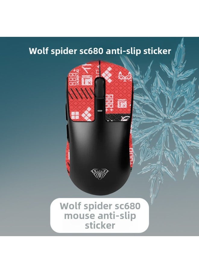 Generic - Suitable For Tarantula SC680 Anti-slip Patch Mouse Anti-sweat Absorbent Sc680 Foot Patch Palm Anti-slip Protective Film Foot Low Pad-Color: A Red Printed Mouse Sticker - Image 1