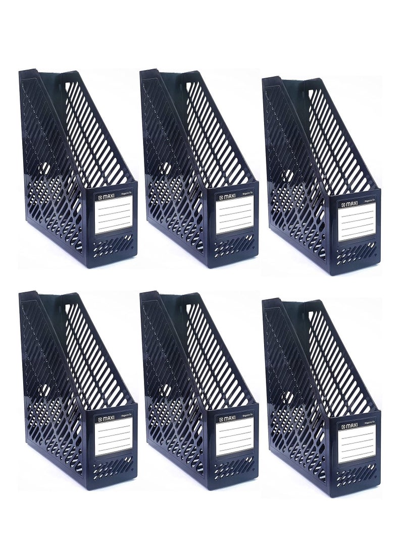 Maxi 6-Piece A4 Size Plastic Magazine Holder Black  - Image 1