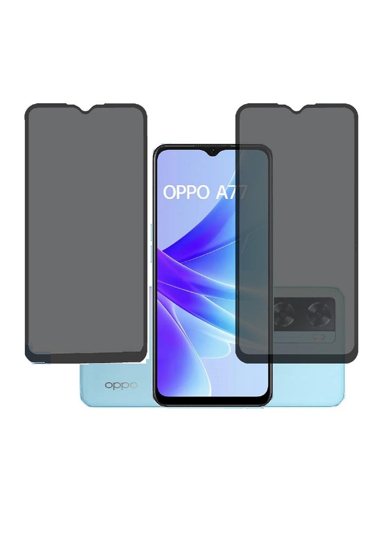 Super 2 Pieces Tempered Glass Screen Protector Anti-Spy Privacy  Designed For Oppo A77 4G Full Screen Coverage And Bubble Free - Image 1