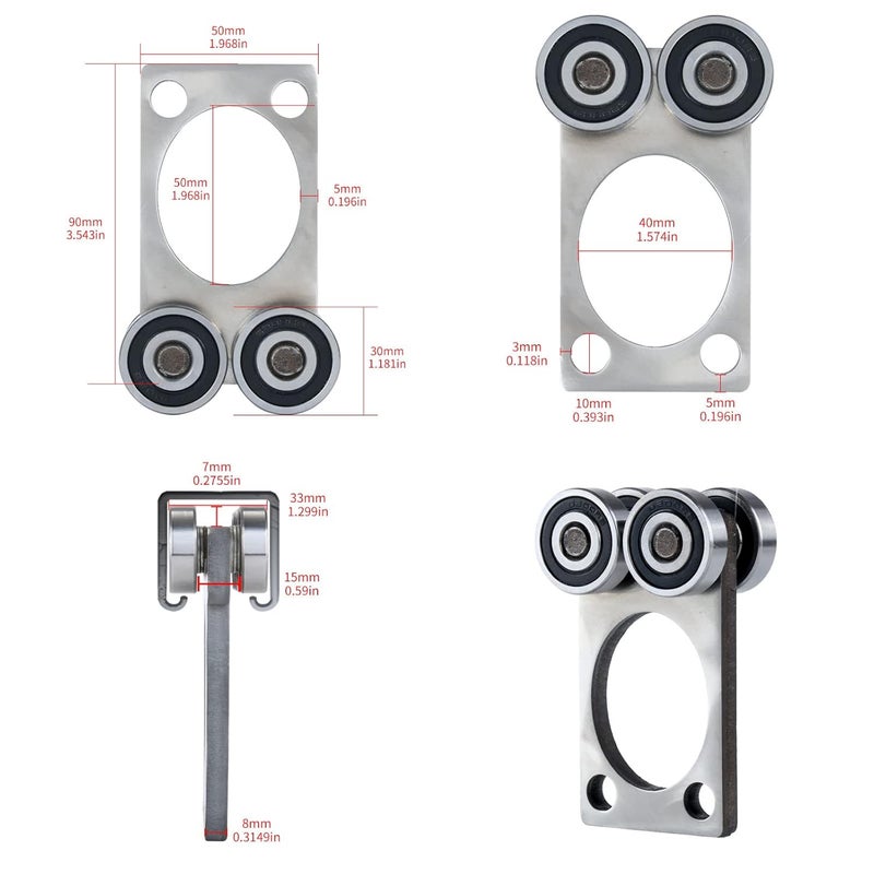 Fuperoo Beam Trolley Assembly. 1-5/8" Strut Channel Compatible. 900lbs Load Capacity. 4pcs Alloy Steel Casters. Adjustable Height - Image 2