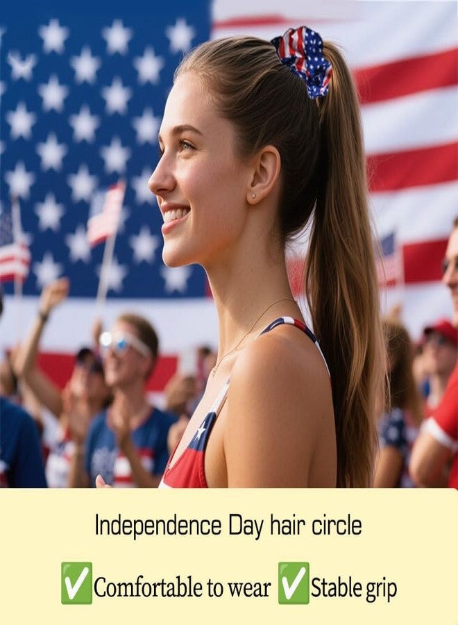 Guqqeuc 4 PCS American Flag Hair Scrunchies Star and Stripes Hair Ties Independence Day Elastic Hair Band 4th July Scrunchy Ponytail Holders Patriotic Hair Bobbles for Women Girls - Image 4