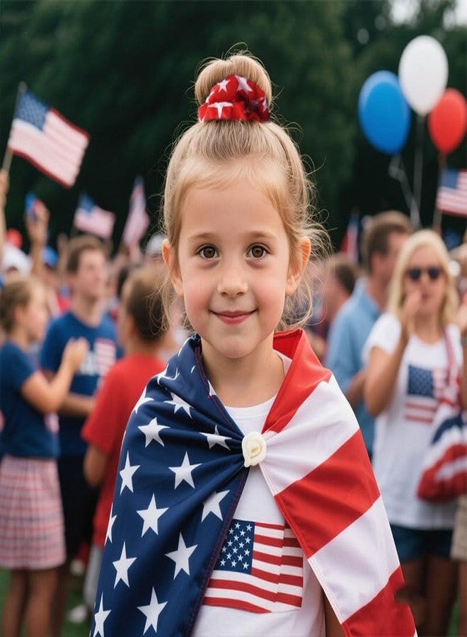 Guqqeuc 4 PCS American Flag Hair Scrunchies Star and Stripes Hair Ties Independence Day Elastic Hair Band 4th July Scrunchy Ponytail Holders Patriotic Hair Bobbles for Women Girls - Image 5