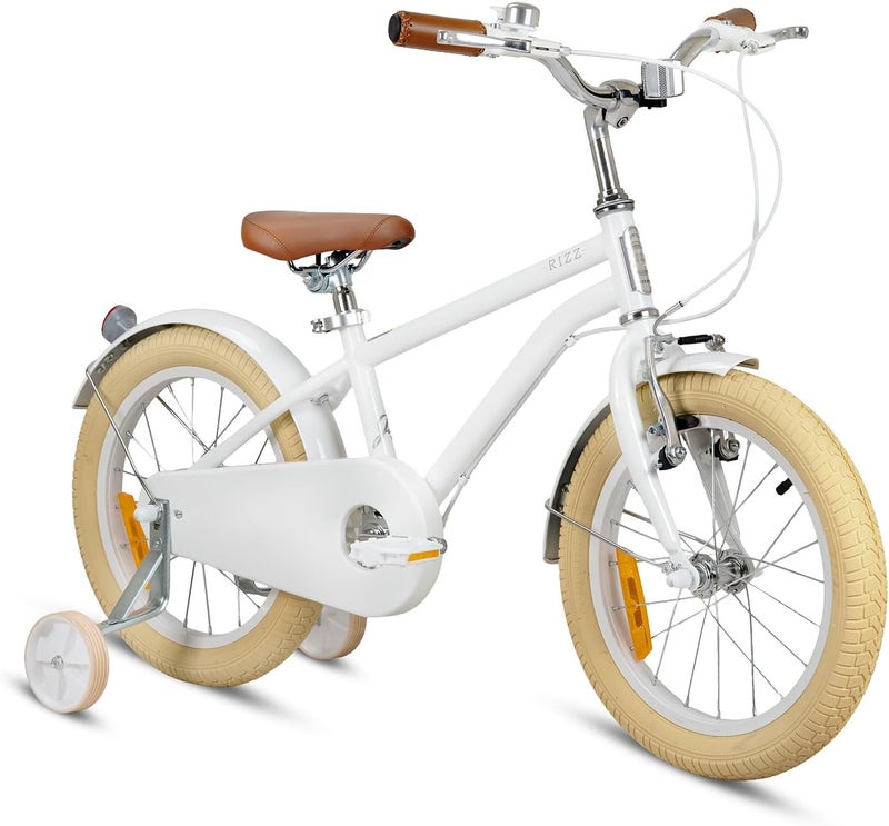 RIZZ Platinum Junior 14-Inch Kids Bike | 14-Inch Wheel Size | Adjustabe Seat | Training Wheels | White - Image 1
