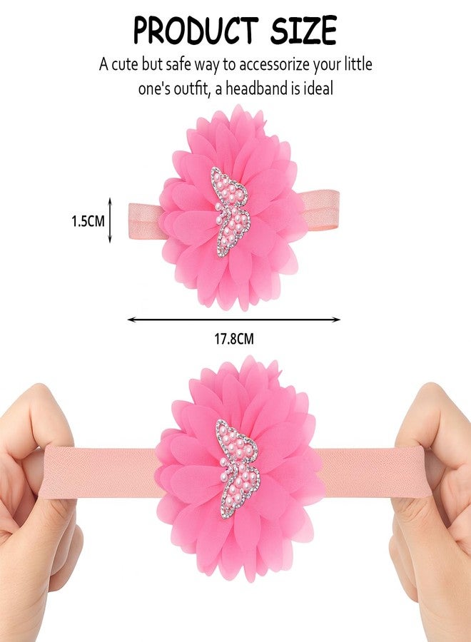 SYGA Pack of 3 Baby Headband | Soft, Stretchable & Comfortable Hairbands for Baby Girls | Adorable Floral & Bow Designs | Perfect for Newborns, Infants & Toddlers 0–3 Year(Design-08) - Image 4