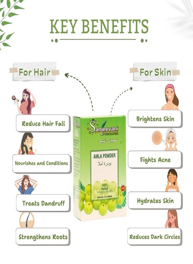 Sanjeevani Natural Amla Powder for Hair Growth & Care | Pure Indian Gooseberry Rich in Vitamin C | Strengthens Hair, Controls Dandruff, Brightens Skin | Edible & Drinkable Organic Powder | Pack of 1 (100g) - Image 4