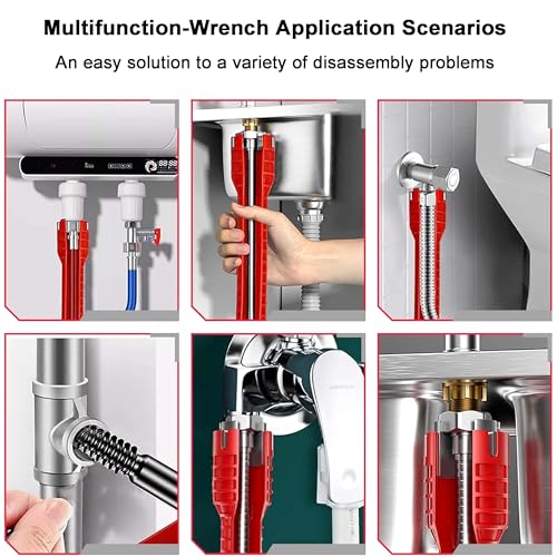 HDWY 8 in 1Multifunctional Kitchen Faucet Sink Basin Wrench, Kitchen Drain Tub Removal nut Plumbing Plumber, for Tight Spaces Installation and Repairs Tools - Image 2
