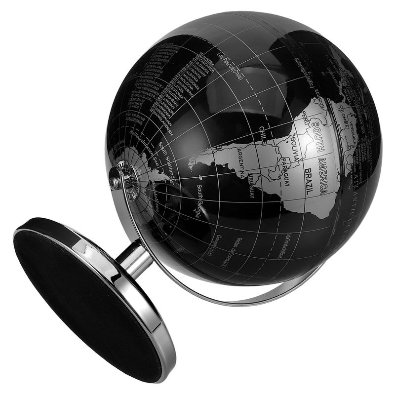 Vaguelly European Style Desktop Globe Black Rotating Stand Geography Learning - Image 2
