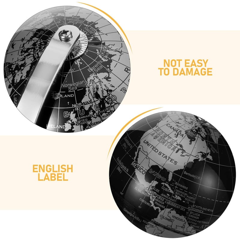 Vaguelly European Style Desktop Globe Black Rotating Stand Geography Learning - Image 4