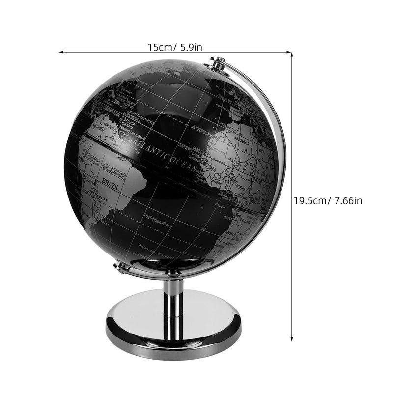 Vaguelly European Style Desktop Globe Black Rotating Stand Geography Learning - Image 3