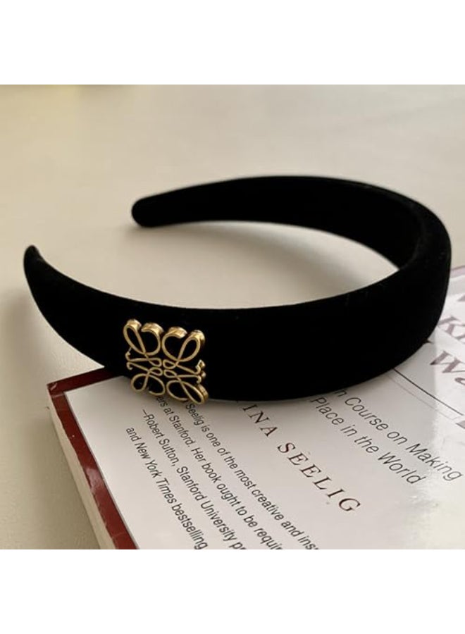 Ceoyiler Fashion Headbands Black Velvet Headband for Women Classic Retro Design Hair Suitable for Women Fashion Headband Black - Image 3