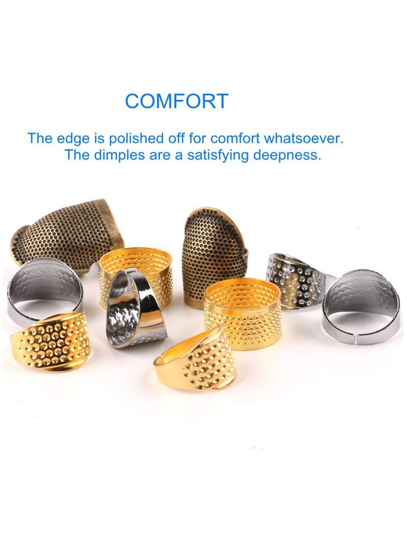SYOSI Thimble of Upgrade Adjustable, Premium Copper Sewing Accessories, and Supplies, Durable and Sturdy Finger Protectors, Comfort Sewing Accessories, Thimbles for Hand Sewing 12PCS  - Image 1