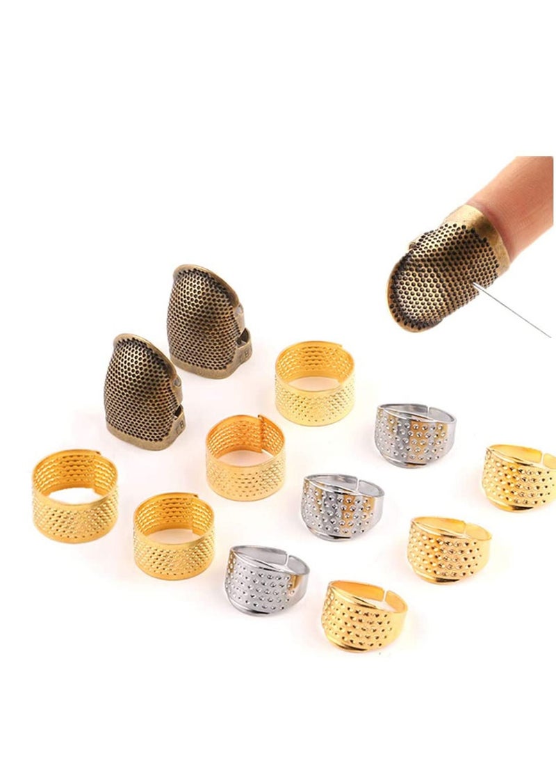 SYOSI Thimble of Upgrade Adjustable, Premium Copper Sewing Accessories, and Supplies, Durable and Sturdy Finger Protectors, Comfort Sewing Accessories, Thimbles for Hand Sewing 12PCS  - Image 2