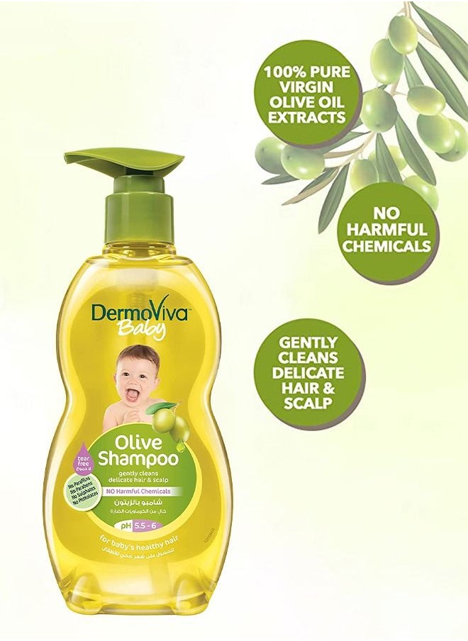 Baby Olive Shampoo With PH 5.5 - 6 Gentley Cleanses Delicate Hair Scalp With No Tear Formula For Baby's Healthy Hair - 200 ml