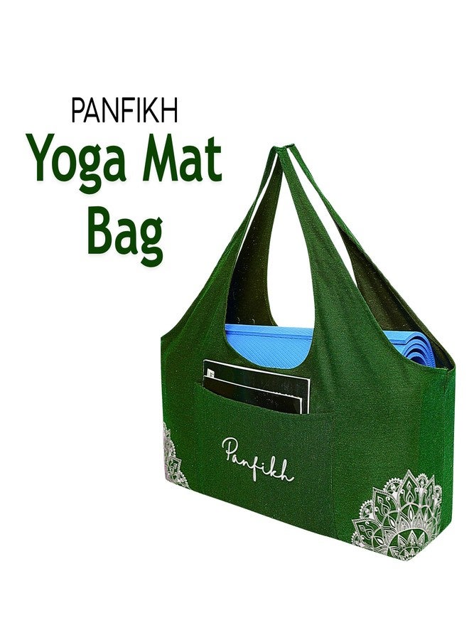 PANFIKH Large Yoga Mat Bag, Mats Carry Bag with Side Pocket, Cover for mat 6mm to 15 mm Accessories Thick Women (Olive Green) - Image 2