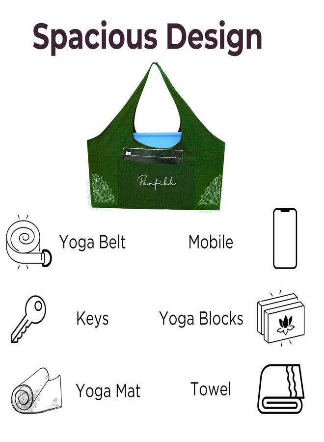 PANFIKH Large Yoga Mat Bag, Mats Carry Bag with Side Pocket, Cover for mat 6mm to 15 mm Accessories Thick Women (Olive Green) - Image 4