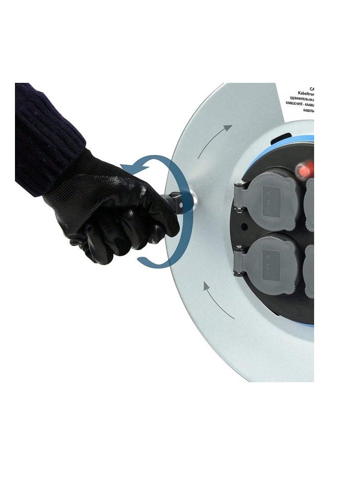 iLOCK Metal Cable Reel with 4 Schuko Sockets and Extension Cord 50m  - Image 3