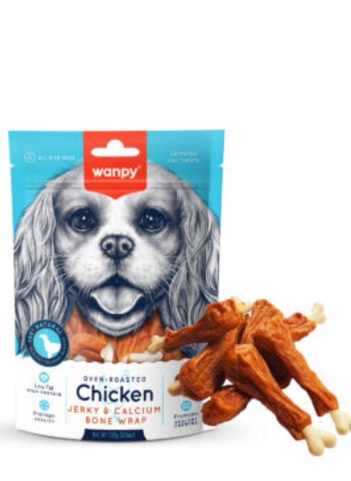 Wanpy Chicken Jerky and Calcium Bone Wrap 100g