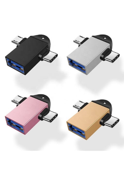 OTG Adapter 2 in 1 Type C Micro USB 3.0 OTG Adapter Converter, Used for Data Synchronization, OTG Converter is Suitable for Media TV Sticks, Mobile Phones or Tablets | color may vary