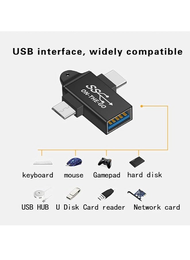 OTG Adapter 2 in 1 Type C Micro USB 3.0 OTG Adapter Converter, Used for Data Synchronization, OTG Converter is Suitable for Media TV Sticks, Mobile Phones or Tablets | color may vary