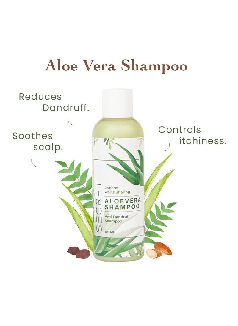 Secret - Secret Aloe Vera shampoo Reduces Dandruff And Itchy scalp Free from Sls Parabens and Silicones 100ml - Image 1