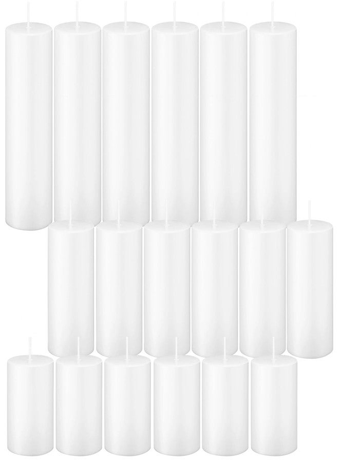 Trxvxo 18 Pcs White Pillar Candles Bulk Set，Hurricane Candles，3 Different Lengths 2 x 3/4/6 Inch (6 Each)，Dripless Unscented Smokeless，Gives You a Better Atmosphere When Organizing an Event Party. - Image 1