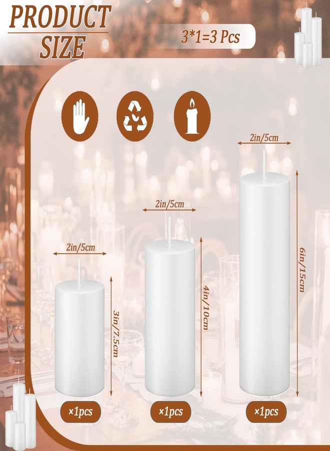 Trxvxo 18 Pcs White Pillar Candles Bulk Set，Hurricane Candles，3 Different Lengths 2 x 3/4/6 Inch (6 Each)，Dripless Unscented Smokeless，Gives You a Better Atmosphere When Organizing an Event Party. - Image 2