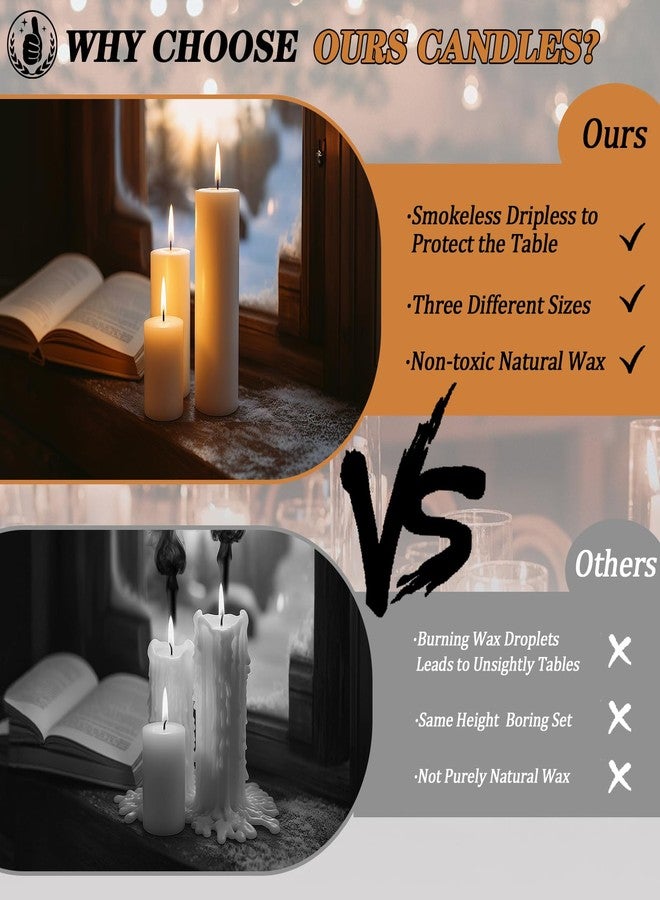 Trxvxo 18 Pcs White Pillar Candles Bulk Set，Hurricane Candles，3 Different Lengths 2 x 3/4/6 Inch (6 Each)，Dripless Unscented Smokeless，Gives You a Better Atmosphere When Organizing an Event Party. - Image 4