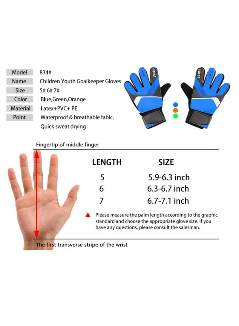 Generic Adjustable Goalkeeper Protective Equipment Gloves Adult Youth Goalkeeper Gloves Latex Anti-Collision Finger Protectors Goalkeeper Gloves Hand Guards (Blue Size 5, Suitable For Palm Length 15-16cm)  - Image 2