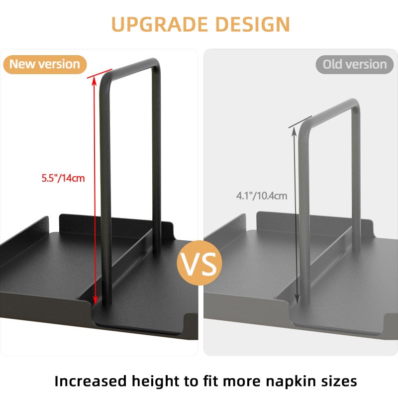 Audmore Napkin Holder for Table, Metal Napkin Holder with Salt and Pepper Shakers Caddy, Standing Paper Napkin Storage for Kitchen Dining Table Decor, Black - Image 2