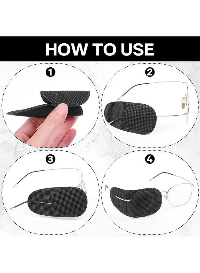 12-Piece Eye Patches for Kids Girls Boys, Right & Left Eye Patch for Glasses, Full Coverage Eye Patch for Children Treating Eye Amblyopia Strabismus and After Surgery (Black M) - Image 4
