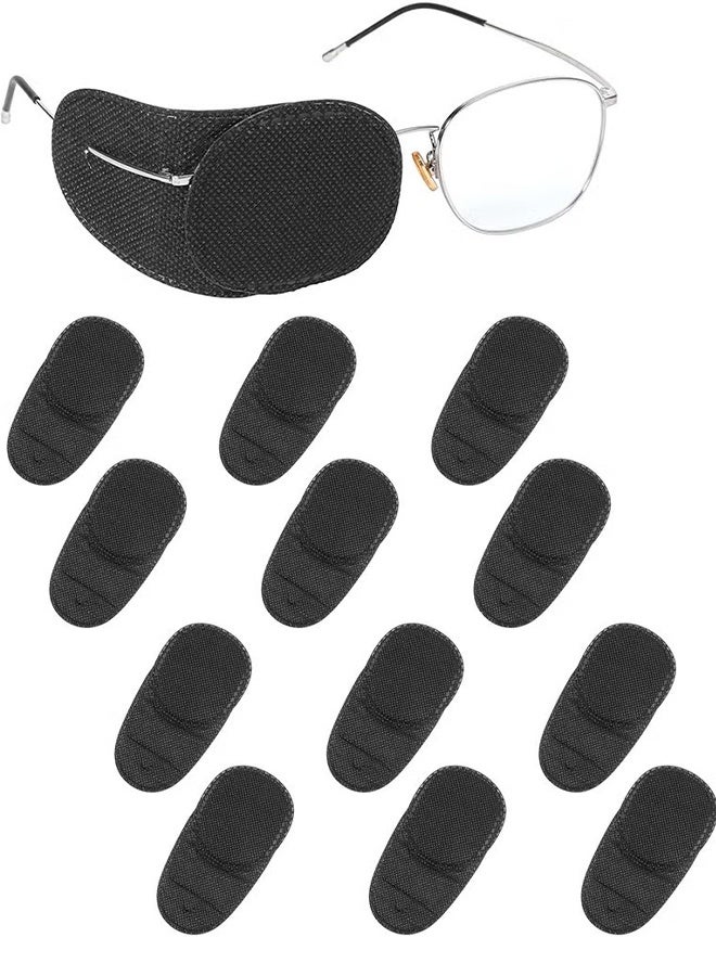 12-Piece Eye Patches for Kids Girls Boys, Right & Left Eye Patch for Glasses, Full Coverage Eye Patch for Children Treating Eye Amblyopia Strabismus and After Surgery (Black M) - Image 1
