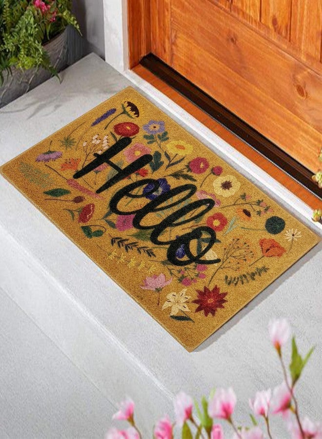 IZUS Floral Welcome-Door-Mats Outside-Entrance Synthetic-Coir with Non-Slip-Backing Front Door-Mats 17x29 Inches for Outdoor/Indoor Front-Entrance/Garden/Porch Decor 17x29inches - Image 2