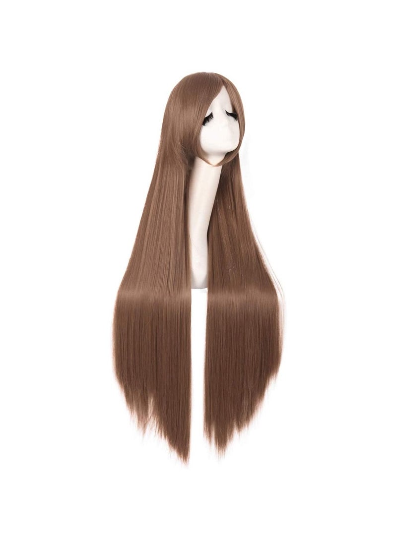 إستيل 40 بوصة 100 سم زي أنيمي طويل مستقيم تأثيري باروكة شعر بني فاتح - Image 2
