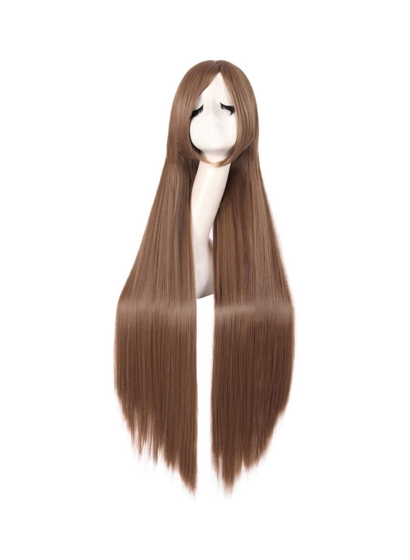 إستيل 40 بوصة 100 سم زي أنيمي طويل مستقيم تأثيري باروكة شعر بني فاتح - Image 1
