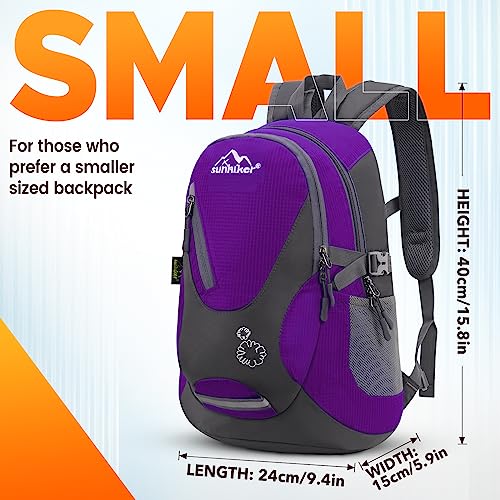 sunhiker Cycling Hiking Backpack Water Resistant Travel Backpack Lightweight SMALL Daypack M0714 (purple) - Image 2