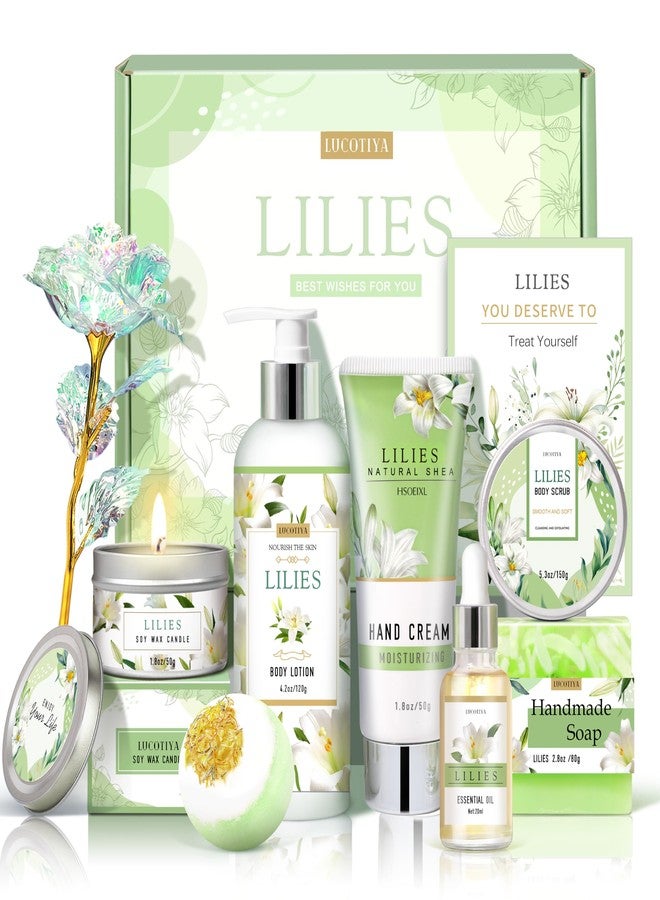 LUCOTIYA Gifts for Women, Birthday Gifts for Women, Lilies Self Care Set,Christmas Mothers Day Relaxing Spa Basket for Mom, Grandma, Girlfriend, Sister, Friends - Image 1