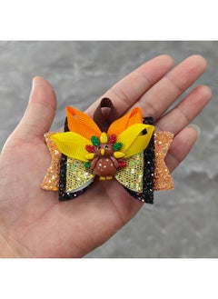 HOXIEYA Thanksgiving Turkey Bow Clip for Girls Glitter Turkey Hair Bow Clip Thanksgiving Hair Accessories for Baby Hair Clips Alligator Clip Non-slip Fall Thanksgiving Gift for Hair 2Pcs  - Image 4