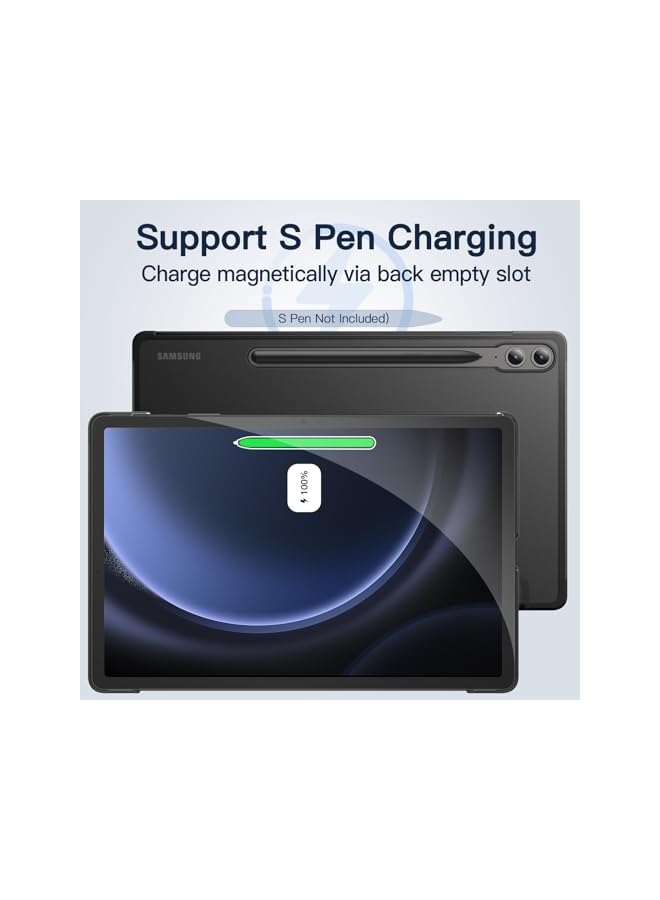Jetech حافظة لجهاز سامسونج جالكسي تاب S9 Fe Plus S9 Fe Plus مقاس 12.4 بوصة مع ظهر شفاف رفيع وحامل ثلاثي الطي وغطاء حماية للكمبيوتر اللوحي يدعم قلم S Pen للشحن والإيقاظ التلقائي باللون الأسود - Image 4